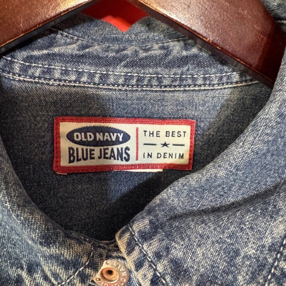 Old Navy Denim Jean Dress Short Sleeve‎ Button Down Womens Casual - Picture 3 of 6